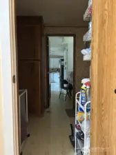 Looking into the kitchen from the laundry room