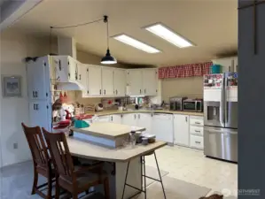 Large kitchen with eating area