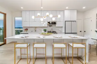 Oversized island for dining and prep