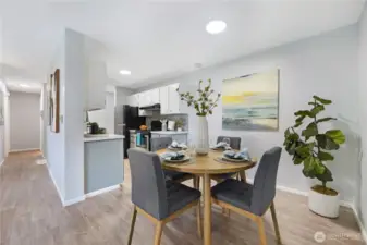 Another view of the dining area - the hallway left leads to the bedrooms
