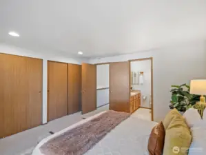 Primary bedroom boasts two huge closets, and private full bathroom