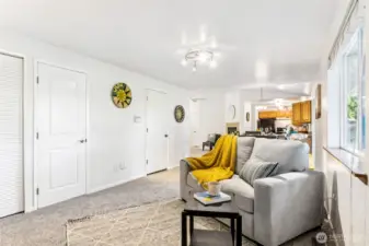 The brand new white trim package recently installed throughout the entire home features new baseboard and door trim, new white doors and closet doors in every room.  A special, rare upgrade that brings extra value to the home.