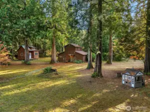 The little house (playhouse can stay), the studio and the barn with hay loft.