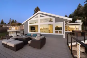 Spacious deck with multiple areas to stage seating