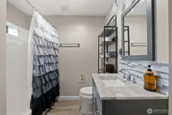 Freshly remodeled downstairs hall bath