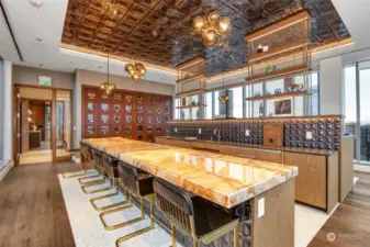 Imagine hosting a wine or whisky tasting party in the wine bar with wine storage