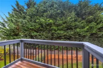 Private deck off of bonus/craft room, so you can step out and enjoy the private backyard.