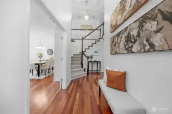 Front foyer to Living room and hall.