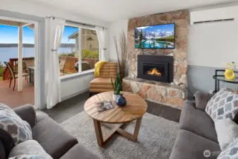 Living room open to expansive view deck