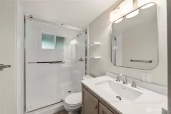 Fully updated downstairs 3/4 bathroom with walk in shower. Full update was done in 2024.