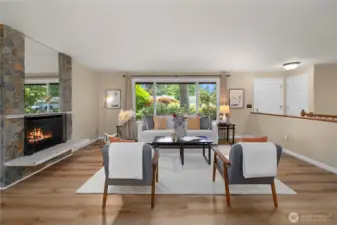 The front landscaping not only gives you a beautiful and serene view from your living room, but also creates privacy for your interior space.