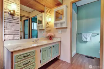 Primary bathroom has a new toilet & new fan.