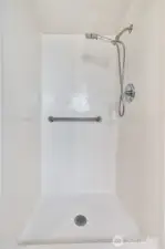 There's a shower in both bathrooms. This is the walk-in shower in the primary bathroom.