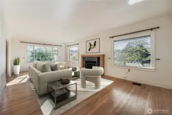Virtually staged living room.