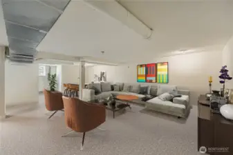 Virtually staged basement - Basement does not have any carpeting.
