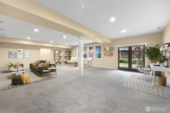 Virtually staged rec area Just one of the many possibilities for this space!