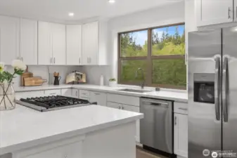 Soft close cabinets and drawers provide an elegant touch. Note all the cabinetry!
