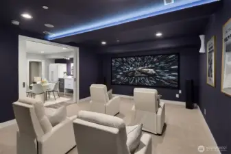 A lower level theater room perfect for nights in.