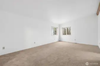 Large primary bedroom with great natural light and flexible layout for furniture placement.