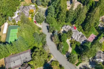 skyview of neighborhood and home
