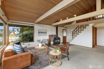 Main level great room with stairs to the loft!