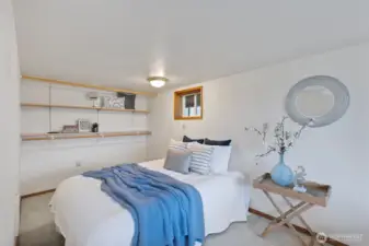 Lower level bedroom with views out the front yard...window not pictured here.