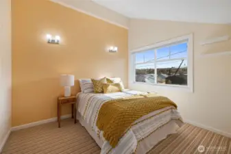 2nd bedroom on upper level with marina a .view