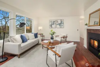 Beautiful cherry floors.  Gas fireplace warms you on cool days.