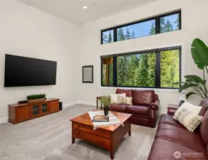 Bonus room with high ceilings and comfortable TV viewing.