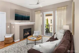 Gas fireplace in the living room.