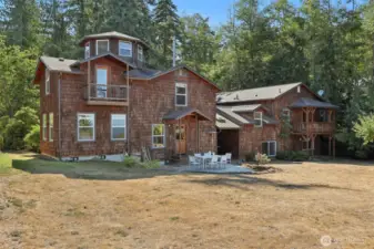 Exterior: Main house on the left, ADU on the right