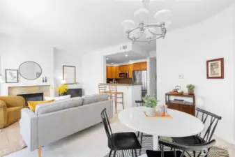The dining area is large enough for even a long table, great for hosting!