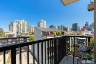 From the balcony you can also see down the street to Pike Place Market-- SO Seattle!~