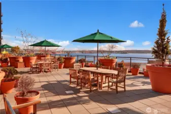 The rooftop deck on the 6th floor just off the community room.  Beautiful views of the Waterfront and amazing sunsets!