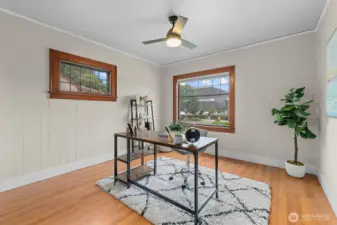 Main floor bedroom that can double as office space