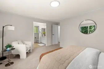 Experience a sense of complete residential seclusion, featuring a seamless flow into a private en-suite bathroom. This layout creates a self-contained sanctuary that feels entirely separate from the rest of the home’s activity.