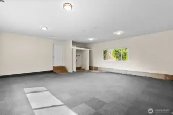 Another view of the rec room. The closet has washer/dryer hookups.