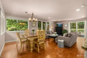 Large family room with slider to huge deck!