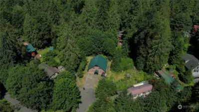 Aerial view of the home.