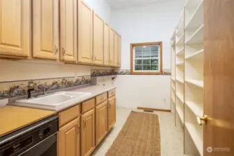 Butler's pantry with additional dishwasher, utility sink, and w/d hook-ups