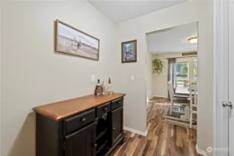 breeze way to dining room, walk in pantry and nook space for a wet bar.