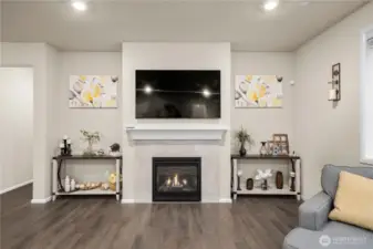 Cozy gas fireplace.