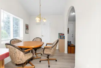 The lovely kitchen nook is great for a quiet meal or coffee in the morning.