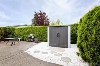 The easy care backyard is a wonderful private place to relax.