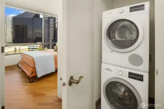 Full sized stacked washer and dryer