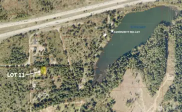 Satellite View showing lot and Echo Lake with community recreation lot.
