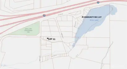 Map (zoomed out) showing lot and Echo Lake with community recreation lot.