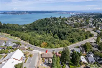 located on the curve at the end of Stevens