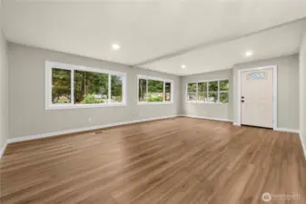 Front door into large living area