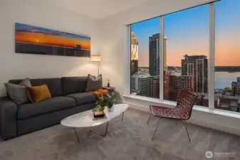 The 2nd bedroom is both expansive and offers equally expansive Bay and city views as the rest of the home.
